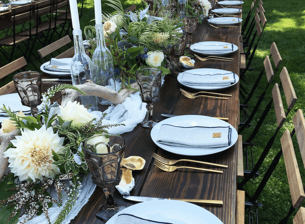 elegant reception tablescape for Orcas Island weddings